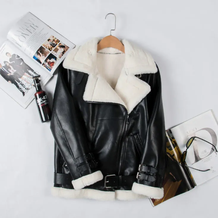 2018 Winter Woman Men Shearling Coats Faux Suede Leather Jackets Plus Size Loose Outerwear Pilot Thick Lamb Wool Coat W1397