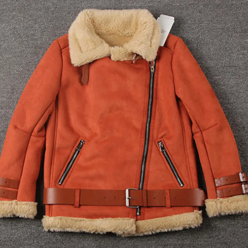 2018 Winter Woman Men Shearling Coats Faux Suede Leather Jackets Plus Size Loose Outerwear Pilot Thick Lamb Wool Coat W1397