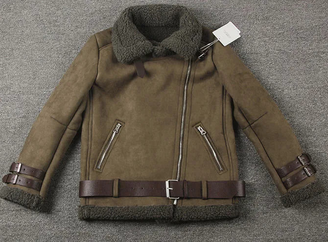 2018 Winter Woman Men Shearling Coats Faux Suede Leather Jackets Plus Size Loose Outerwear Pilot Thick Lamb Wool Coat W1397