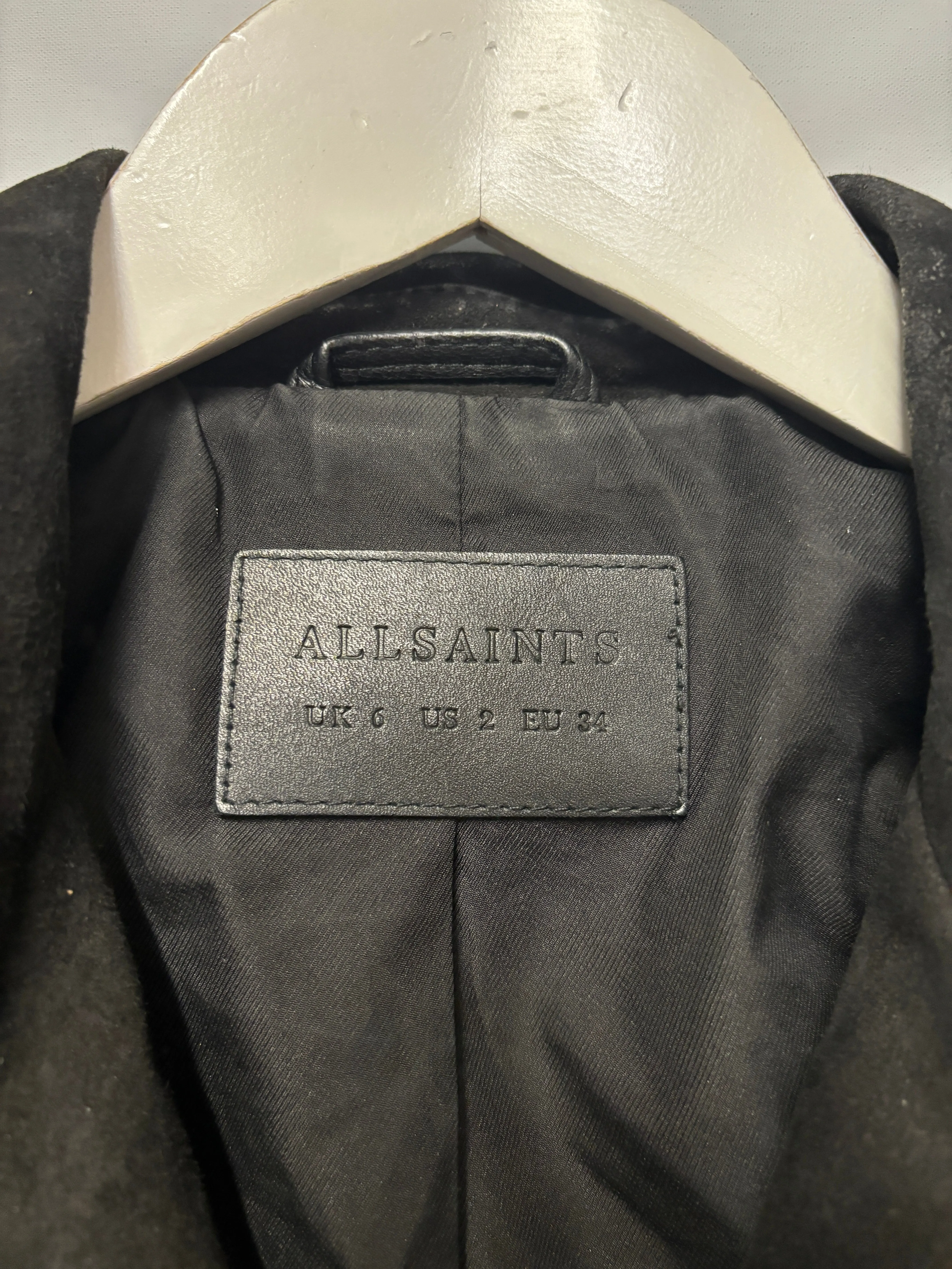 AllSaints Black Ayra Tassel Leather Jacket 6