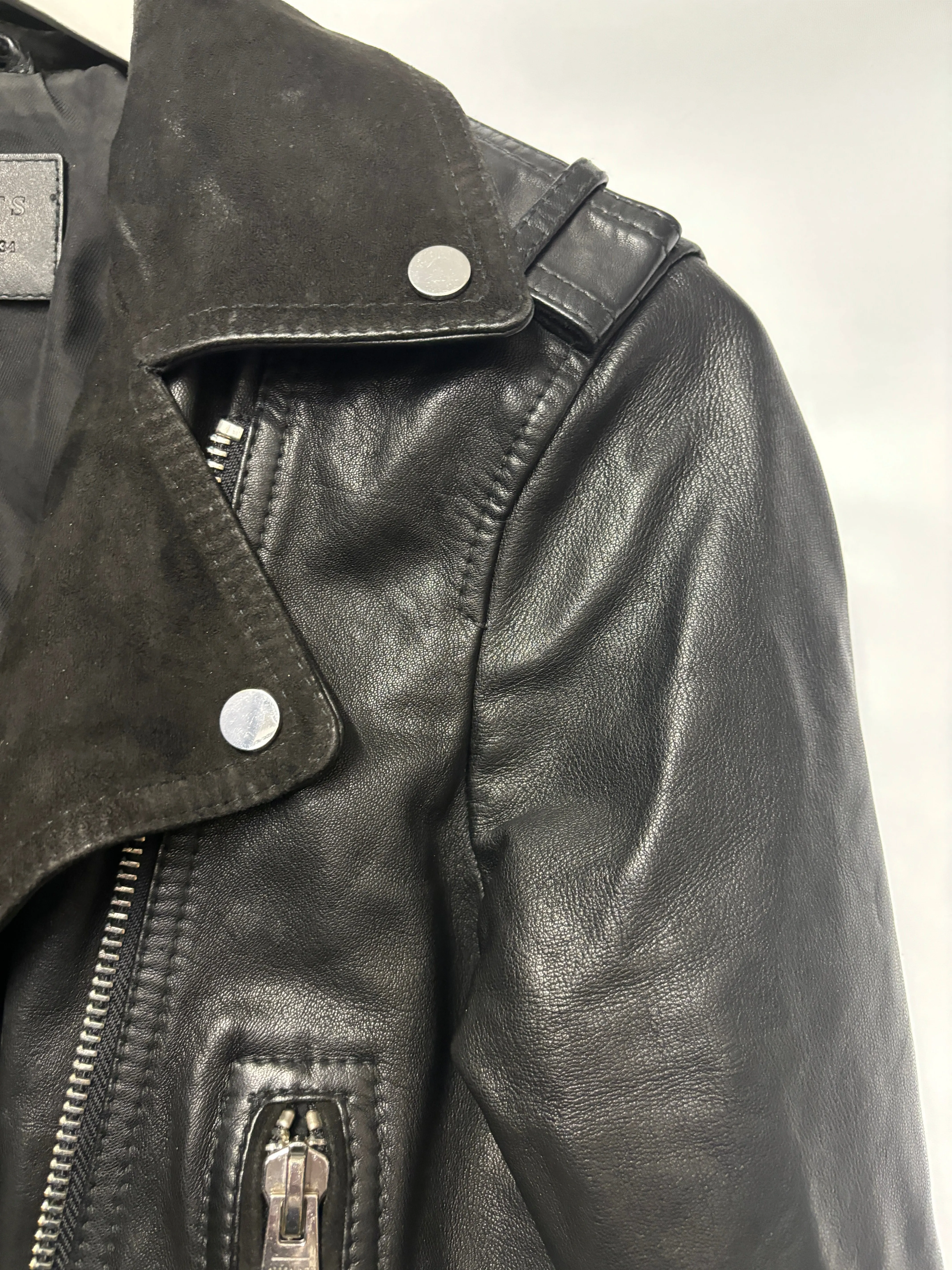 AllSaints Black Ayra Tassel Leather Jacket 6