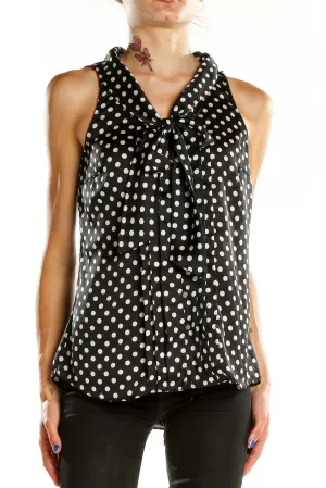 Black and White Polka Dot Sleeveless Blouse