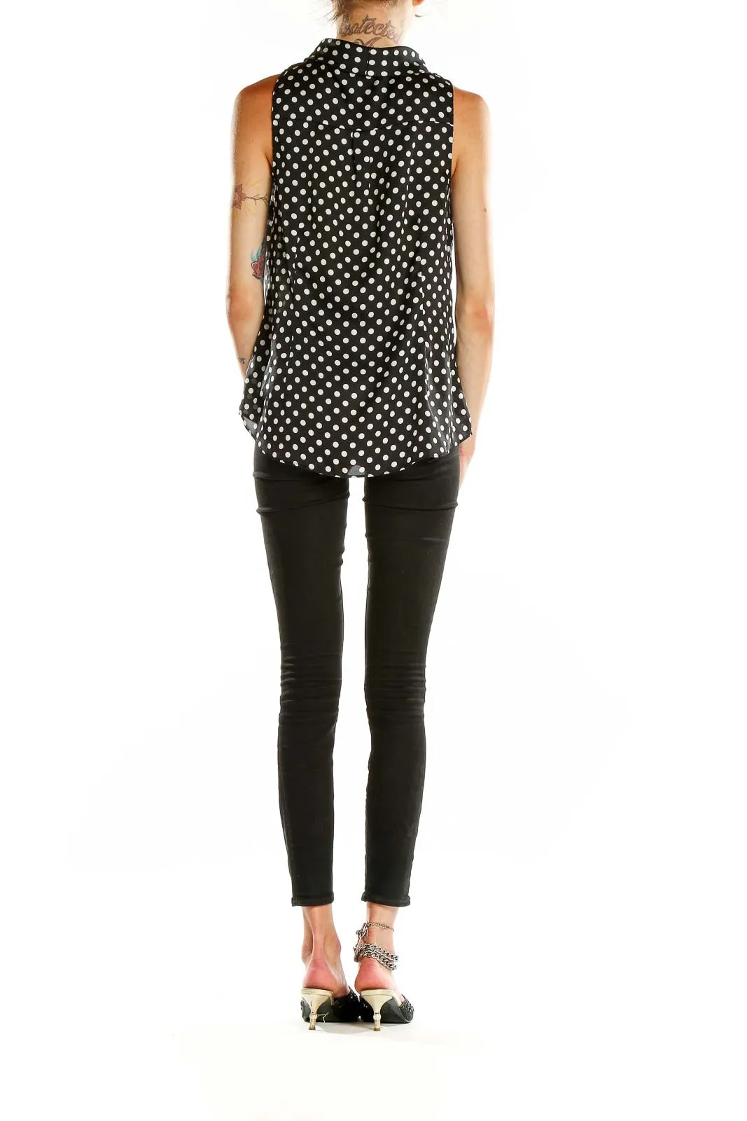 Black and White Polka Dot Sleeveless Blouse