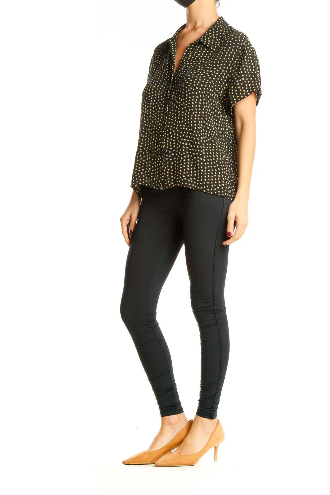 Black Green Polka Dot All Day Wear Top