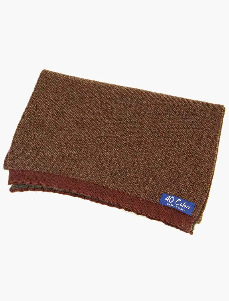 Burgundy & Brown Melange Knitted Wool Scarf