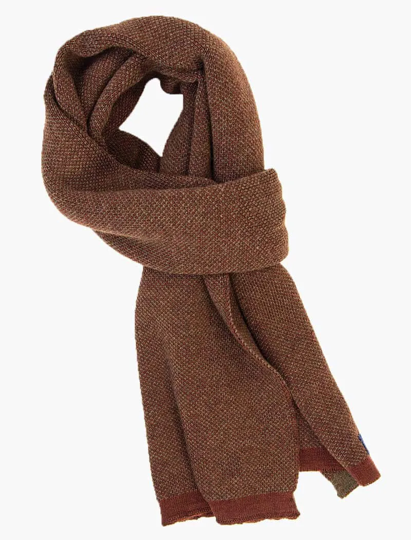 Burgundy & Brown Melange Knitted Wool Scarf