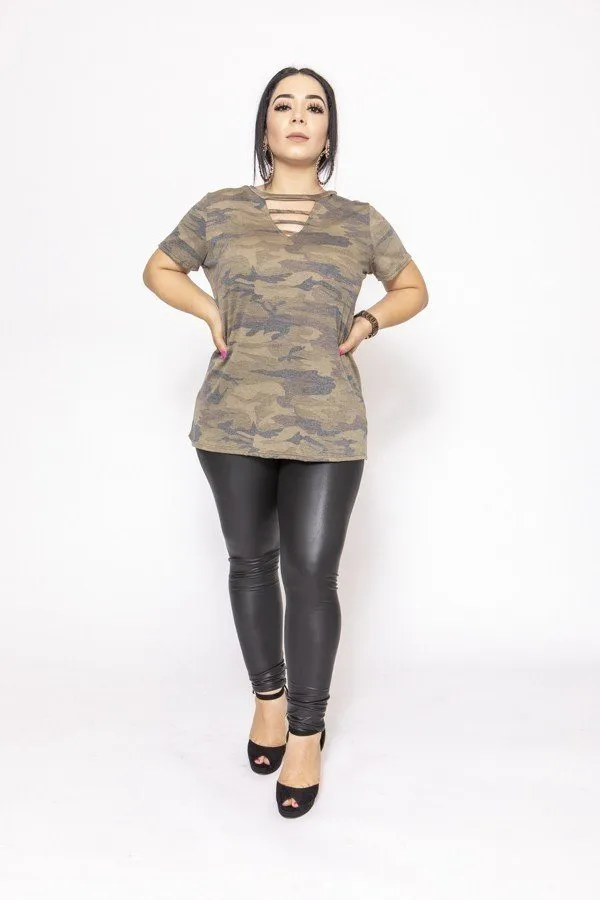 Camouflages And Solid Dress/top