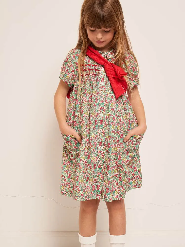 Candice cotton shirt dress with Bonpoint floral print, multicolor