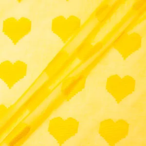 Daffodil Yellow Heart Jacquard Voile (A 3m Piece)