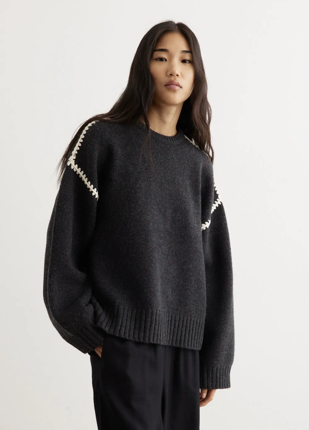 Embroidered Wool Cashmere Knit