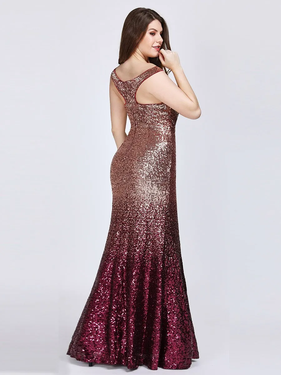 Ever-Pretty Plus Size Women Elegantand Graceful Sequin Long Sparkle Evening Party Dress EP08999