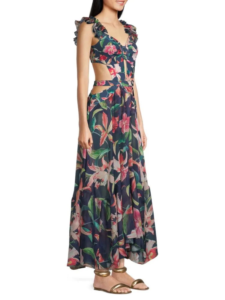 Laelia Patbo Floral Maxi Dress in Blue Multicolor
