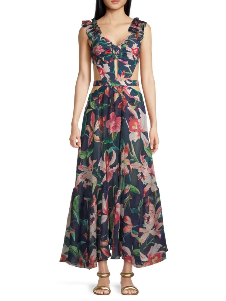 Laelia Patbo Floral Maxi Dress in Blue Multicolor