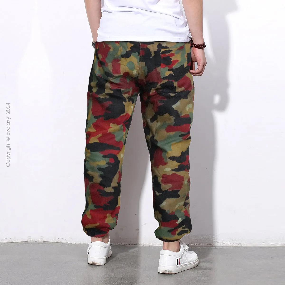 Loose Red Green Camo Jogger Breathable Casual Harem Pants For Men & Women