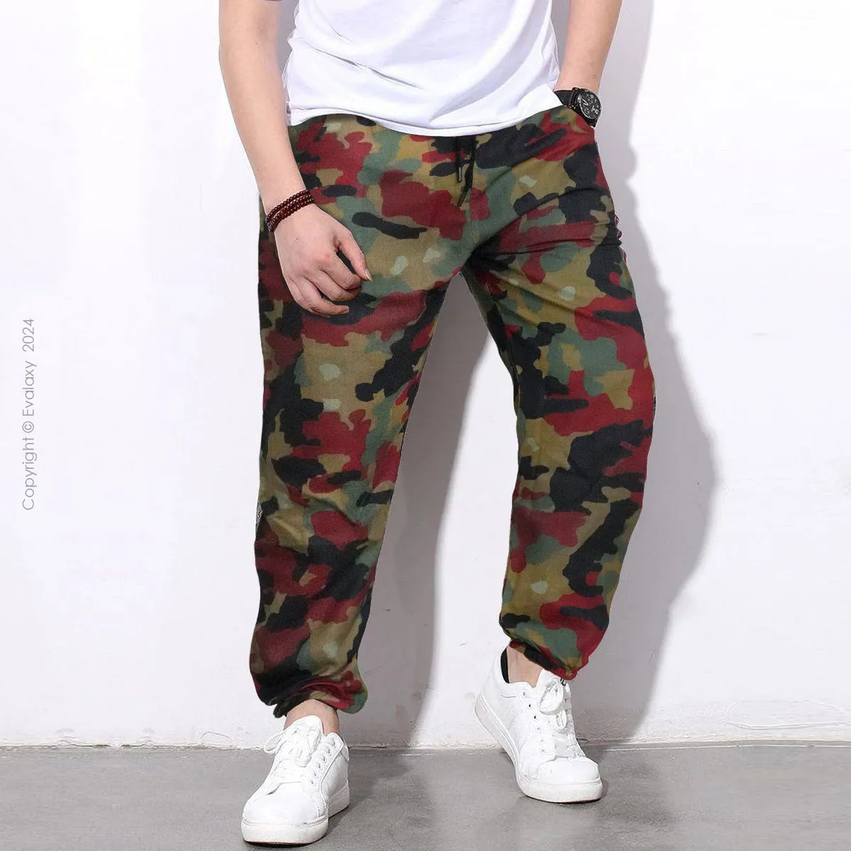 Loose Red Green Camo Jogger Breathable Casual Harem Pants For Men & Women