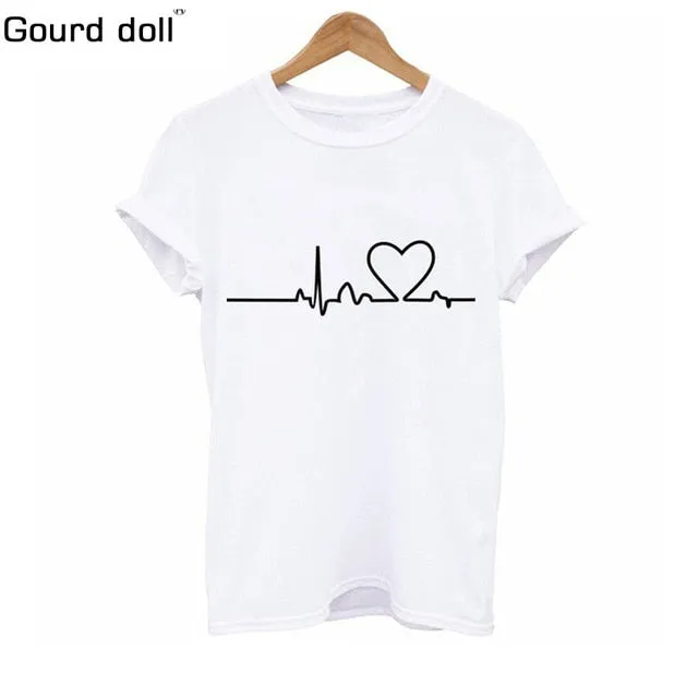 Love Printed Women T-shirts Casual Tee Shirt Femme Summer Short Sleeve