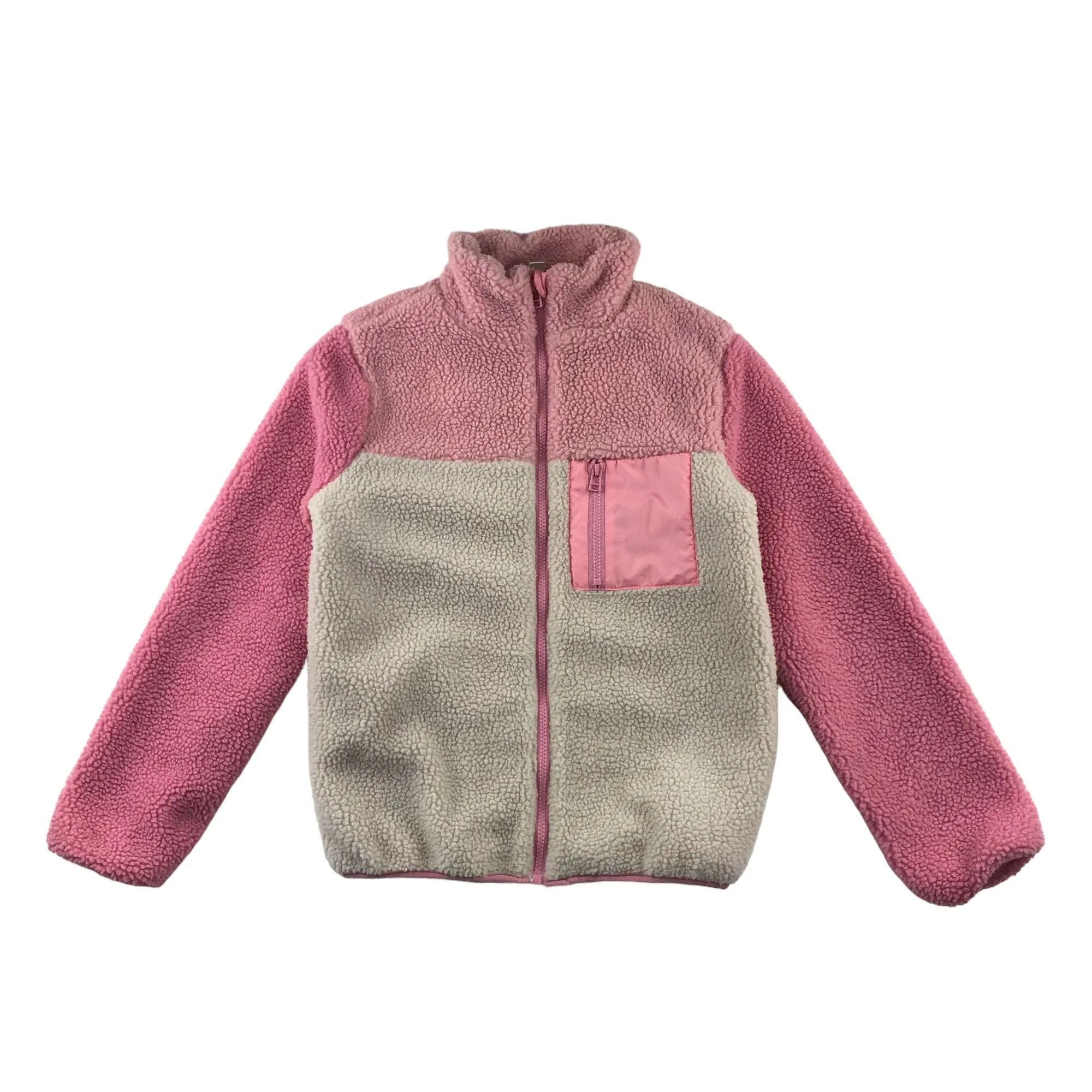M&Co fleece 11-12 years pink and white long sleeve full zipper