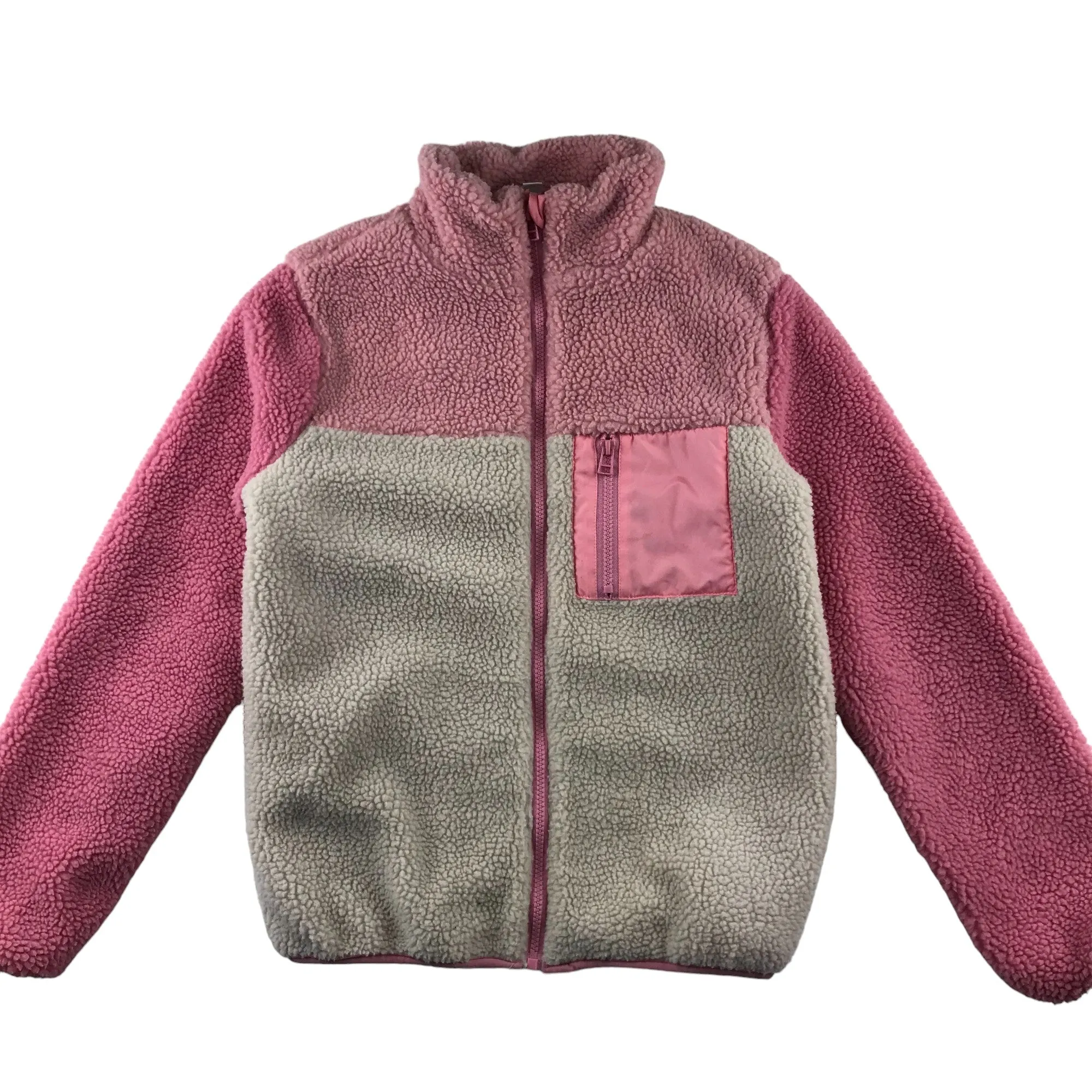 M&Co fleece 11-12 years pink and white long sleeve full zipper