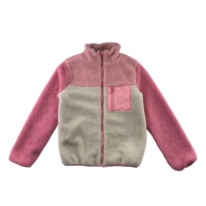 M&Co fleece 11-12 years pink and white long sleeve full zipper