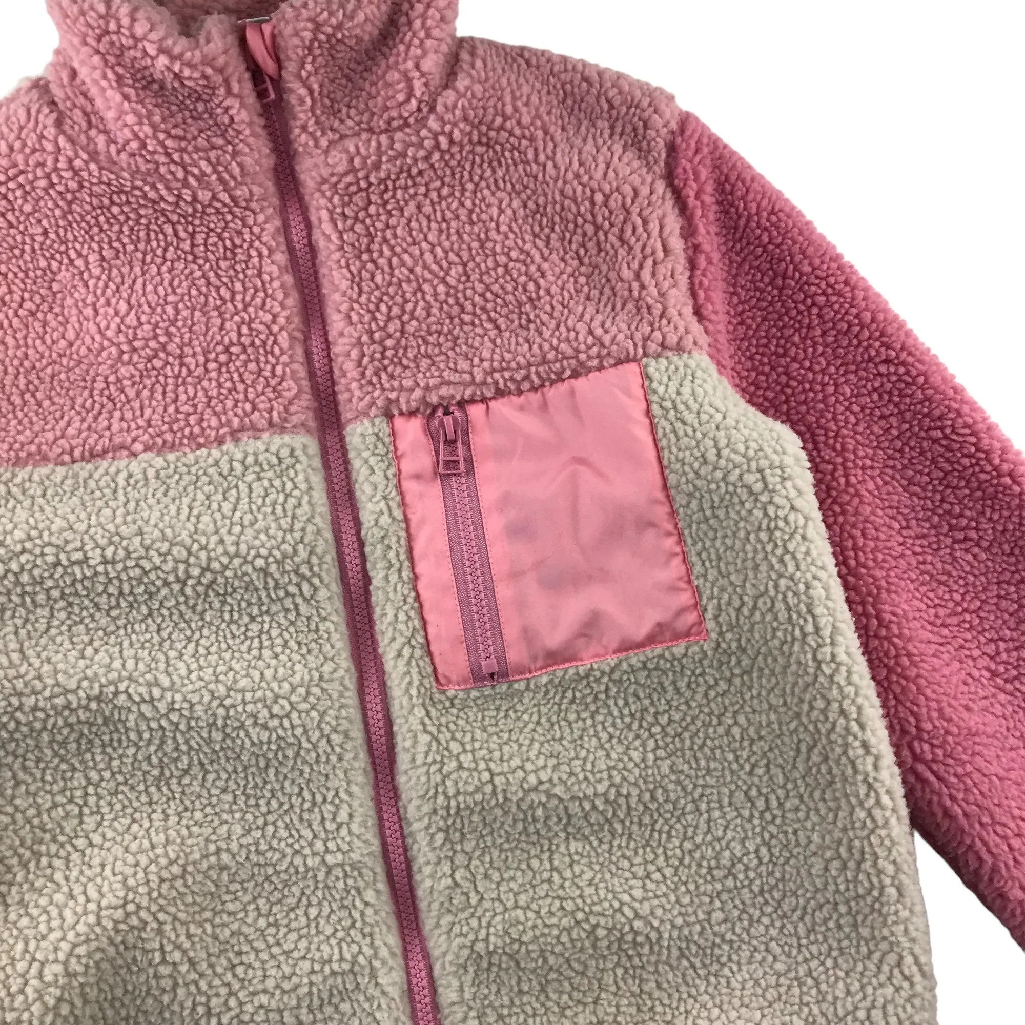 M&Co fleece 11-12 years pink and white long sleeve full zipper