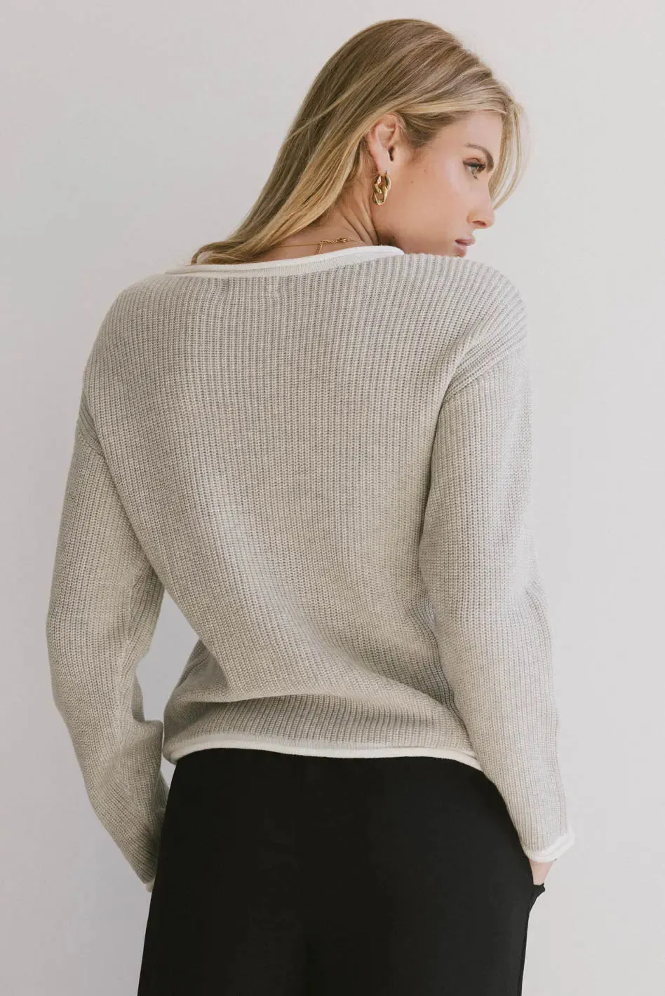 Mandy Contrast Sweater in Grey - FINAL SALE