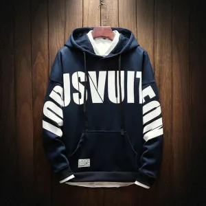 MEN WOOLEN FLEECE NAVY BLUE EXCLUSIVE FULL SLEEVES HOOD WITH POCKETS