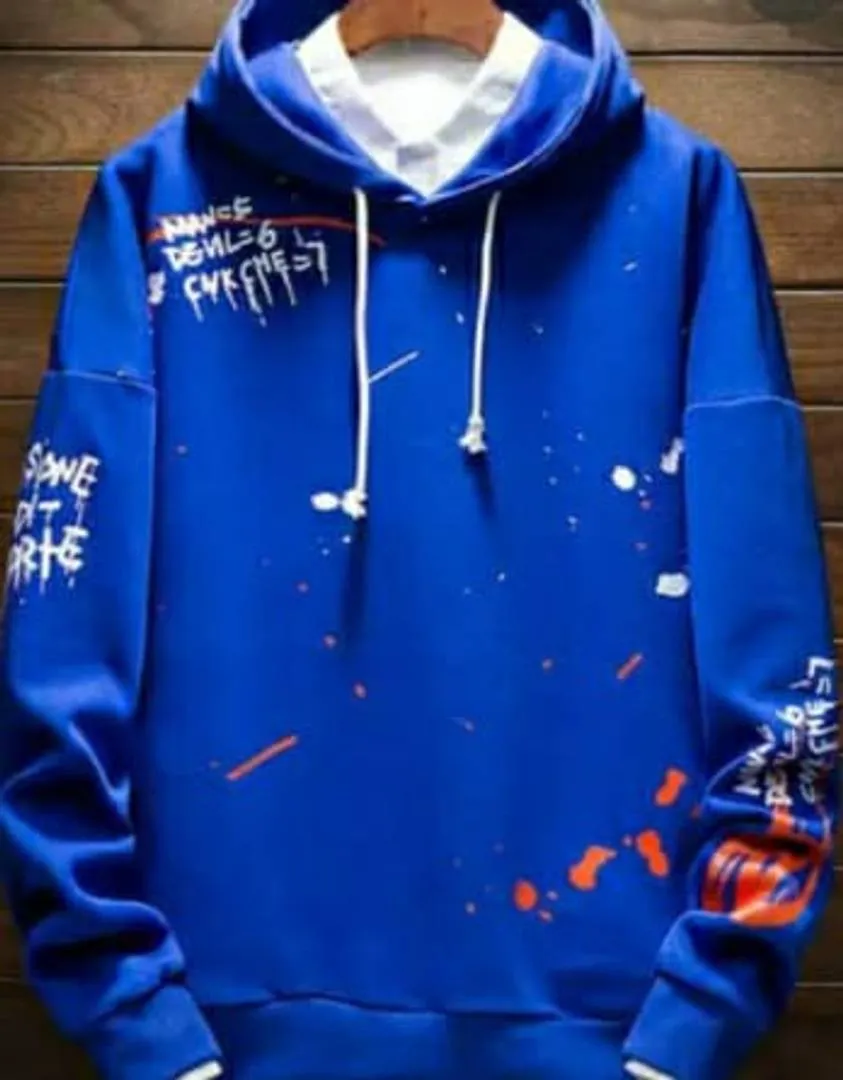 MEN WOOLEN FLEECE ROYAL BLUE EXCLUSIVE FULL SLEEVES HOODED SWEATSHIRT FOR MEN'S & BOY'S