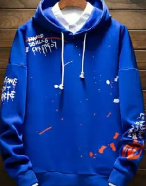 MEN WOOLEN FLEECE ROYAL BLUE EXCLUSIVE FULL SLEEVES HOODED SWEATSHIRT FOR MEN'S & BOY'S