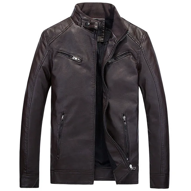 Mens Leather Jackets and Coats Pu Leather Jaqueta Jacket Man