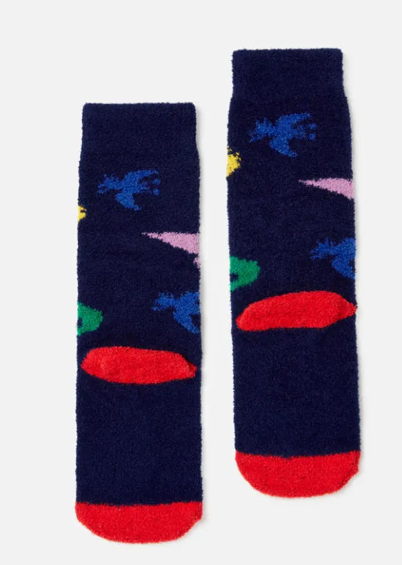 Navy Dino Fluffy Socks | Joules
