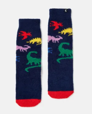Navy Dino Fluffy Socks | Joules