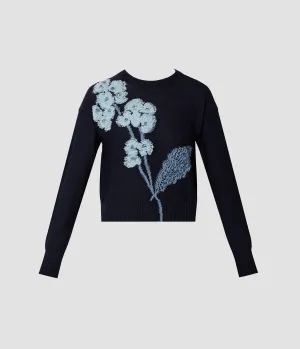 Navy Floral Embroidered Jumper