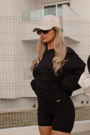 Oversized Light Zip Through Jacket Matte Black