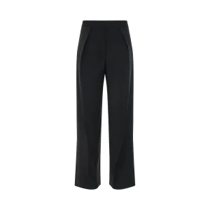 Pleated Wool Trousers in Black