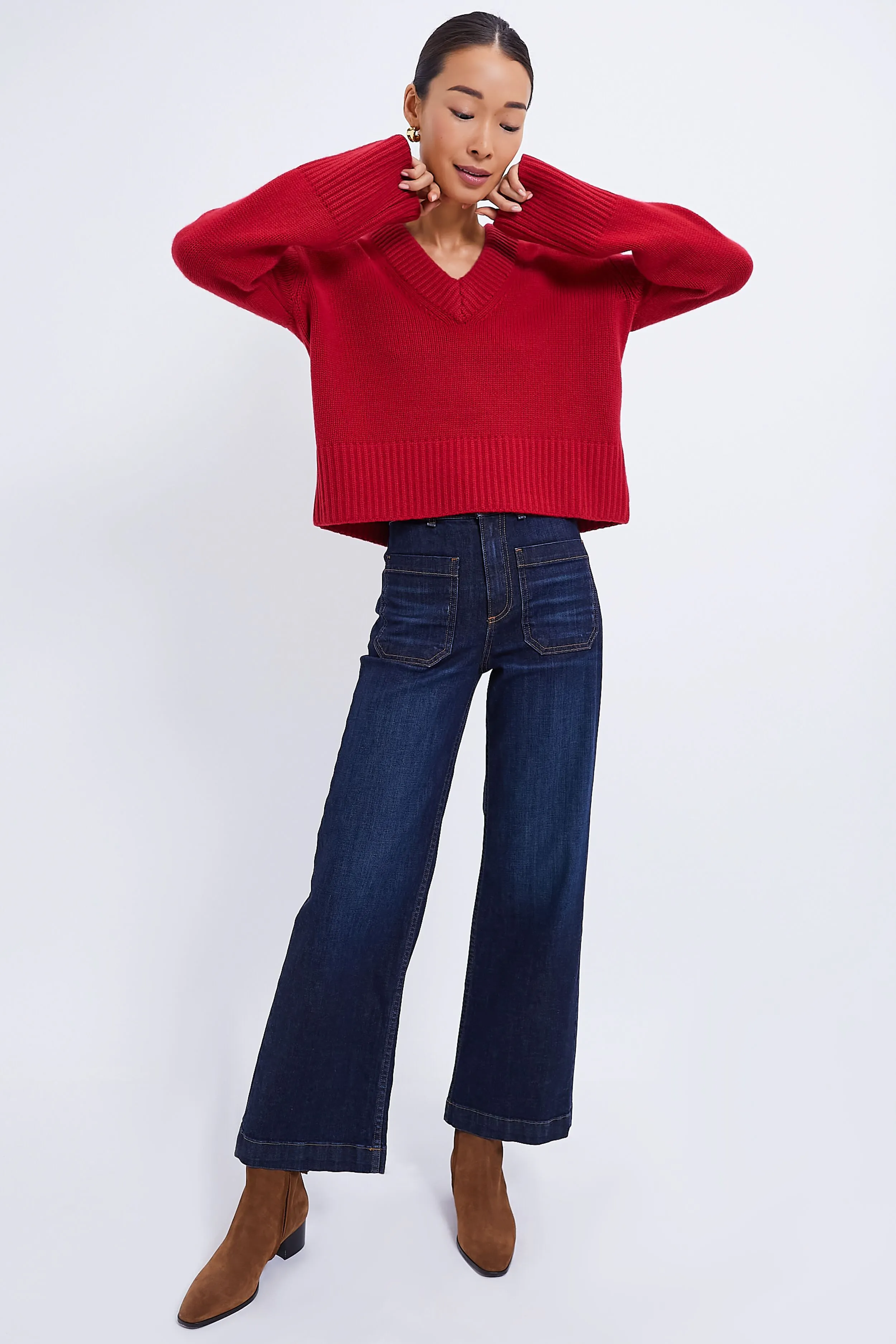 Red Rory Cashmere V-Neck Sweater