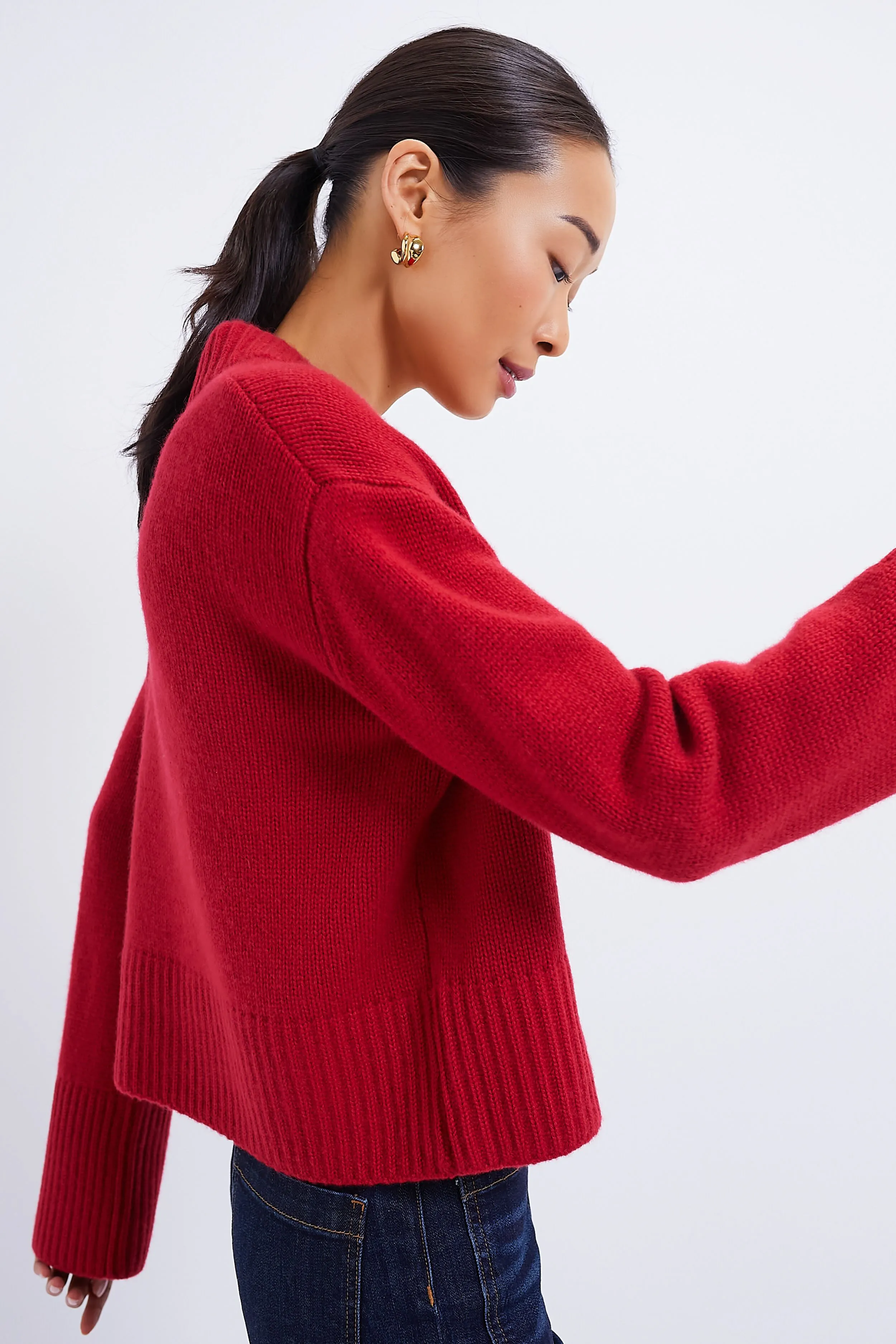 Red Rory Cashmere V-Neck Sweater