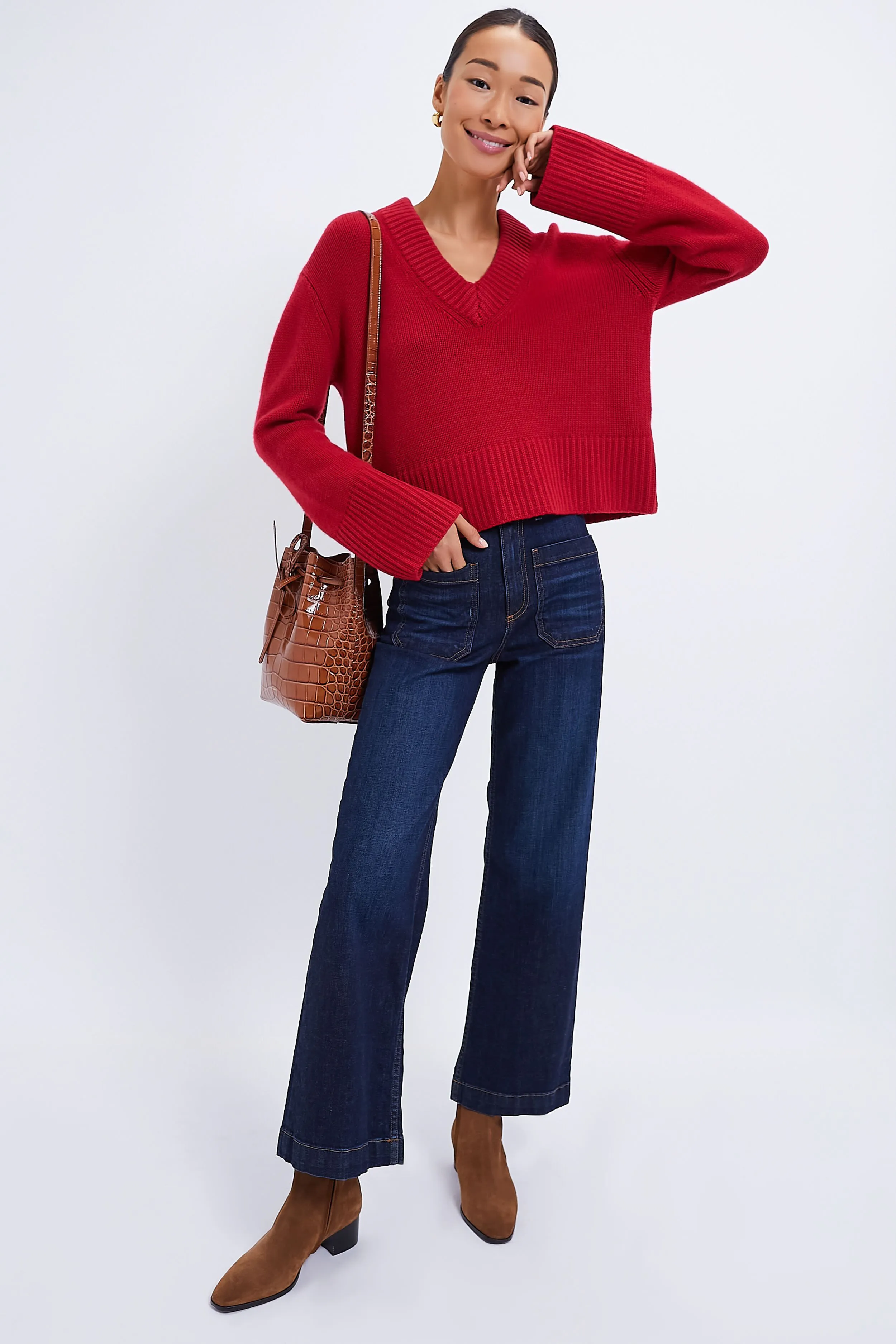 Red Rory Cashmere V-Neck Sweater