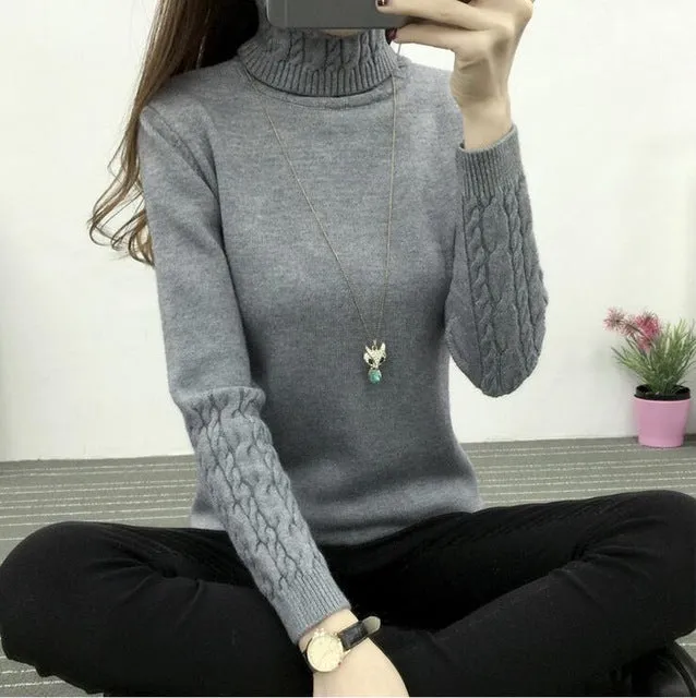 Refeeldeer Women Turtleneck Winter Sweater Women 2017 Long Sleeve Knitted Women Sweaters And Pullovers Female Jumper Tops Jersey