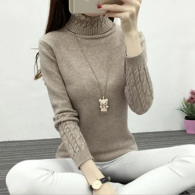 Refeeldeer Women Turtleneck Winter Sweater Women 2017 Long Sleeve Knitted Women Sweaters And Pullovers Female Jumper Tops Jersey