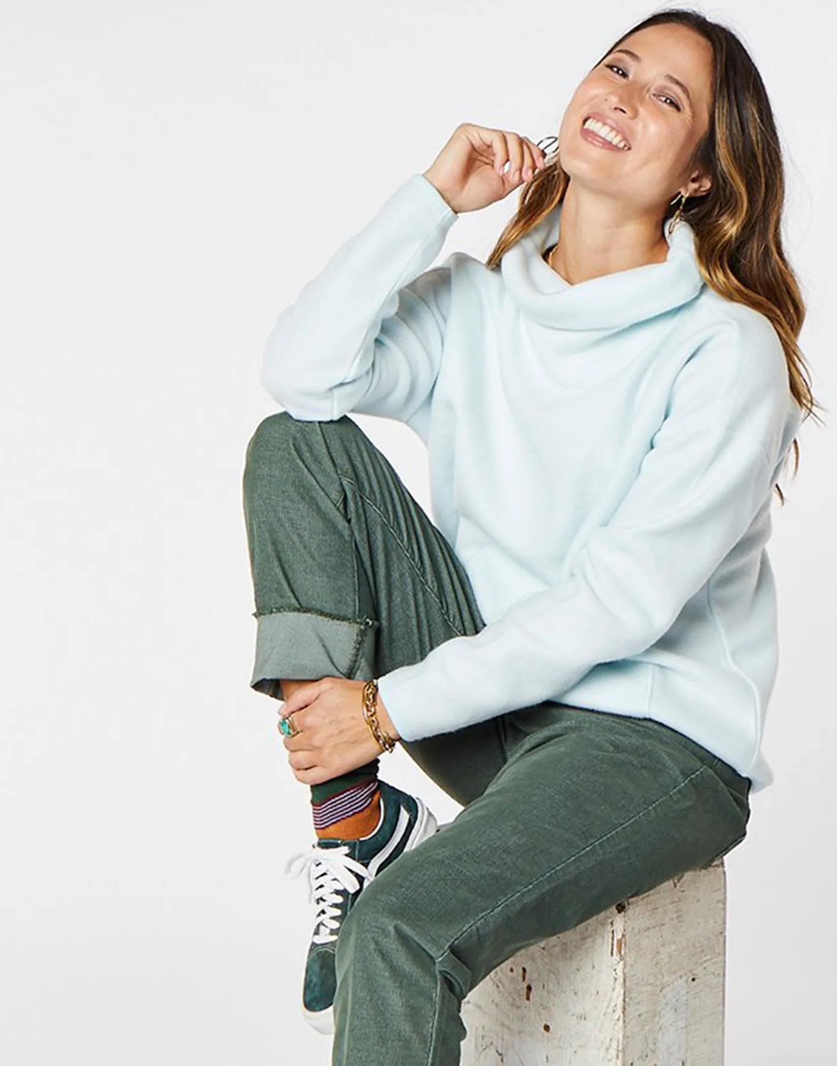Rowayton Cowl Neck: Sky - FINAL SALE