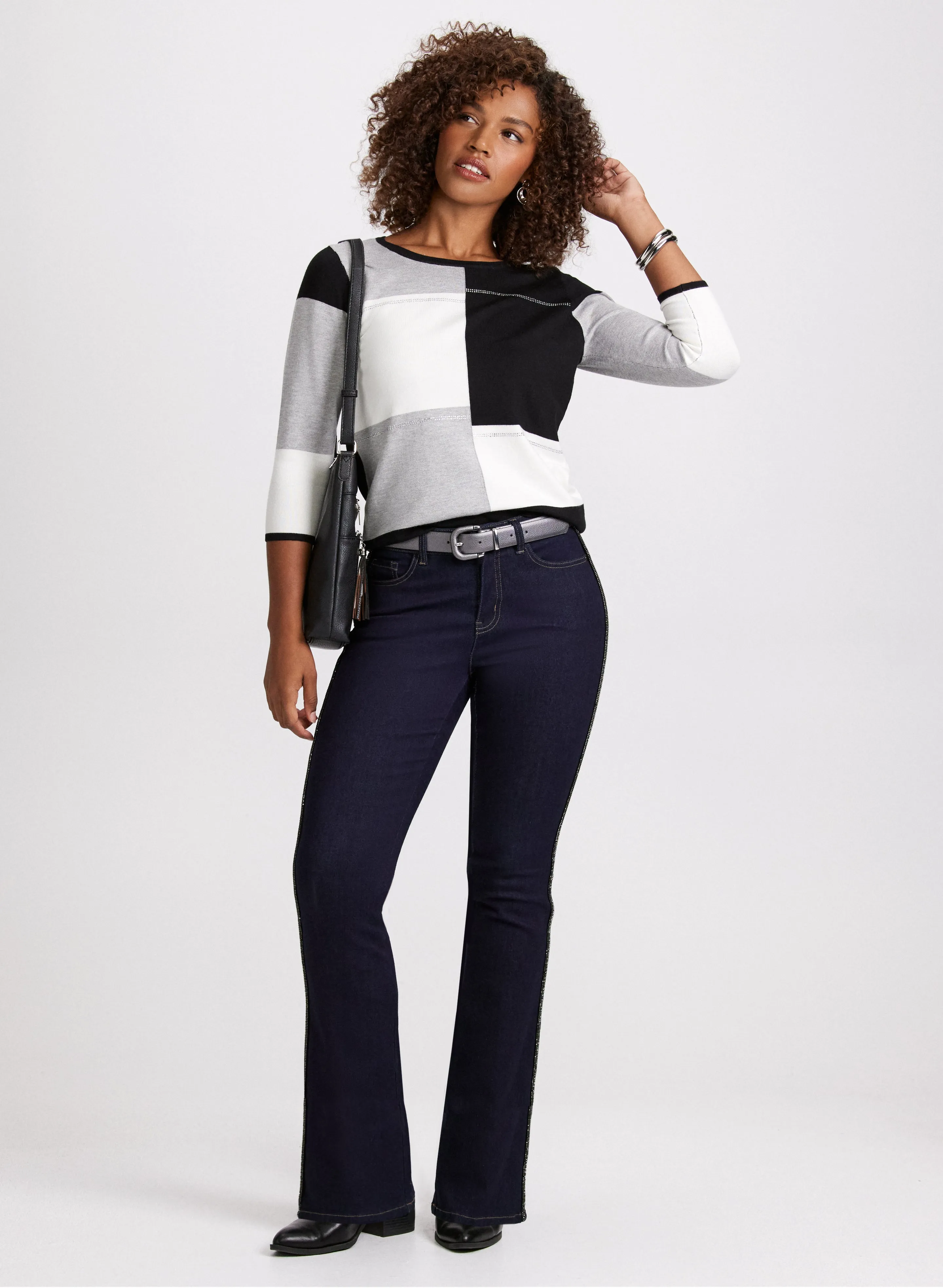 Scoop Neck Colour Block Sweater