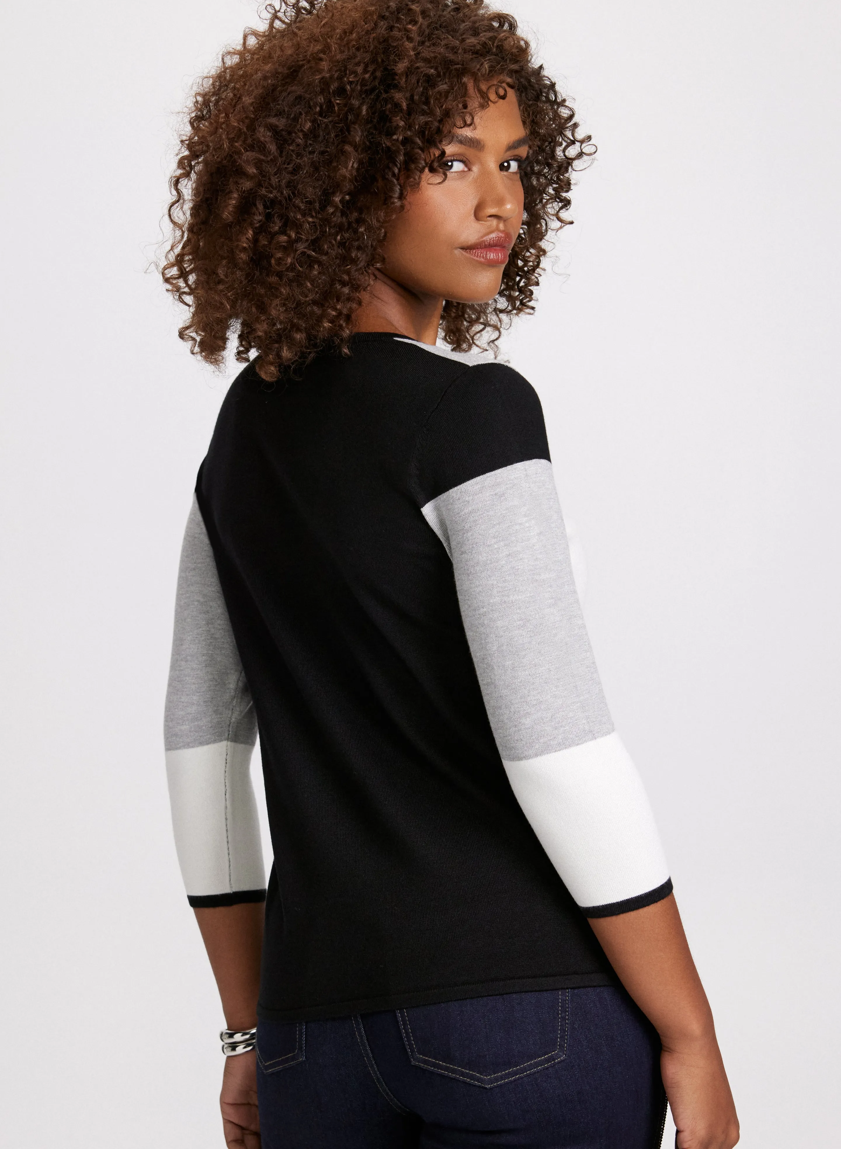 Scoop Neck Colour Block Sweater