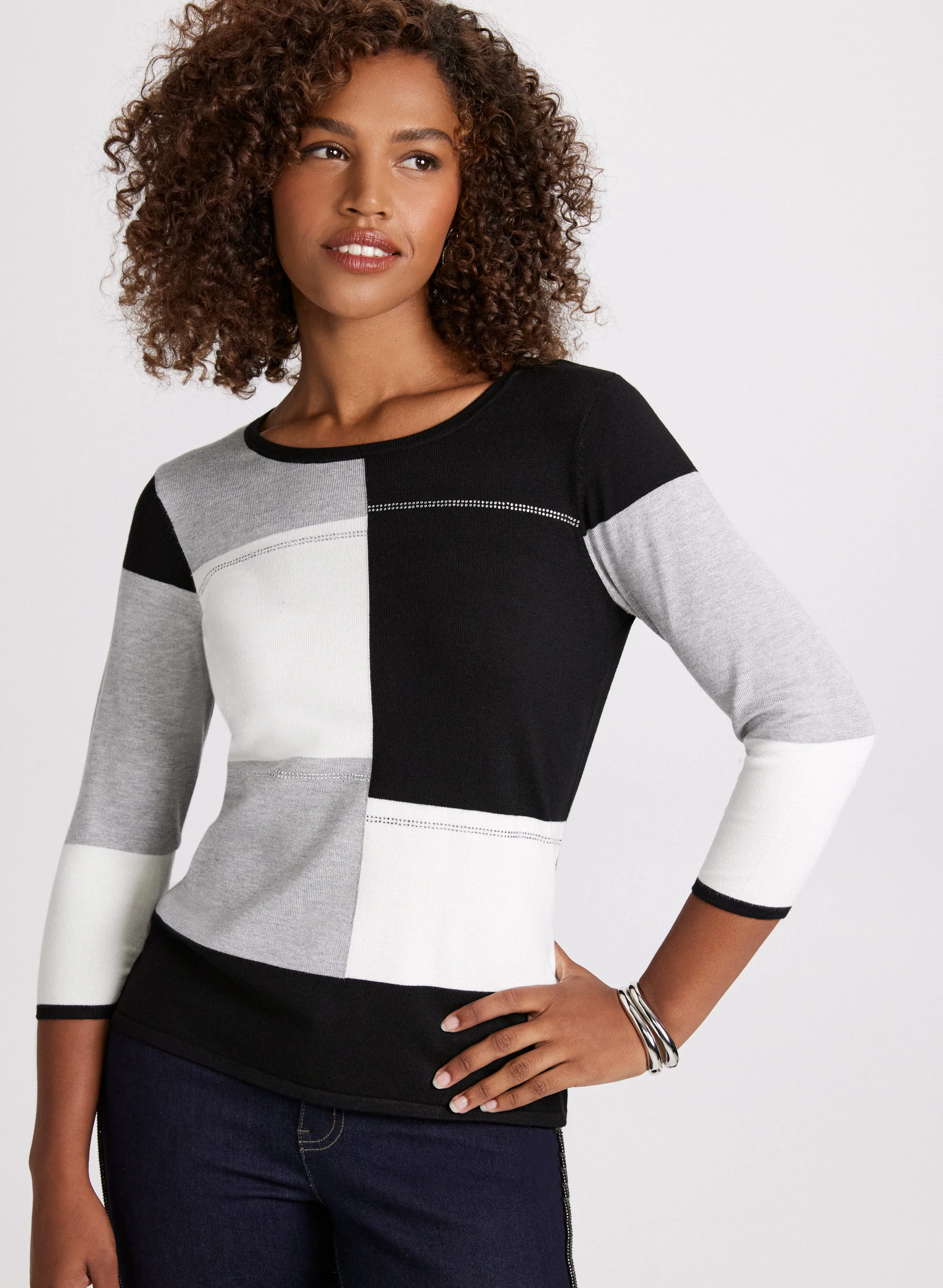 Scoop Neck Colour Block Sweater