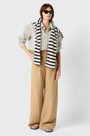 SLOUCHY HIGH WAISTED TROUSER IN FLAX