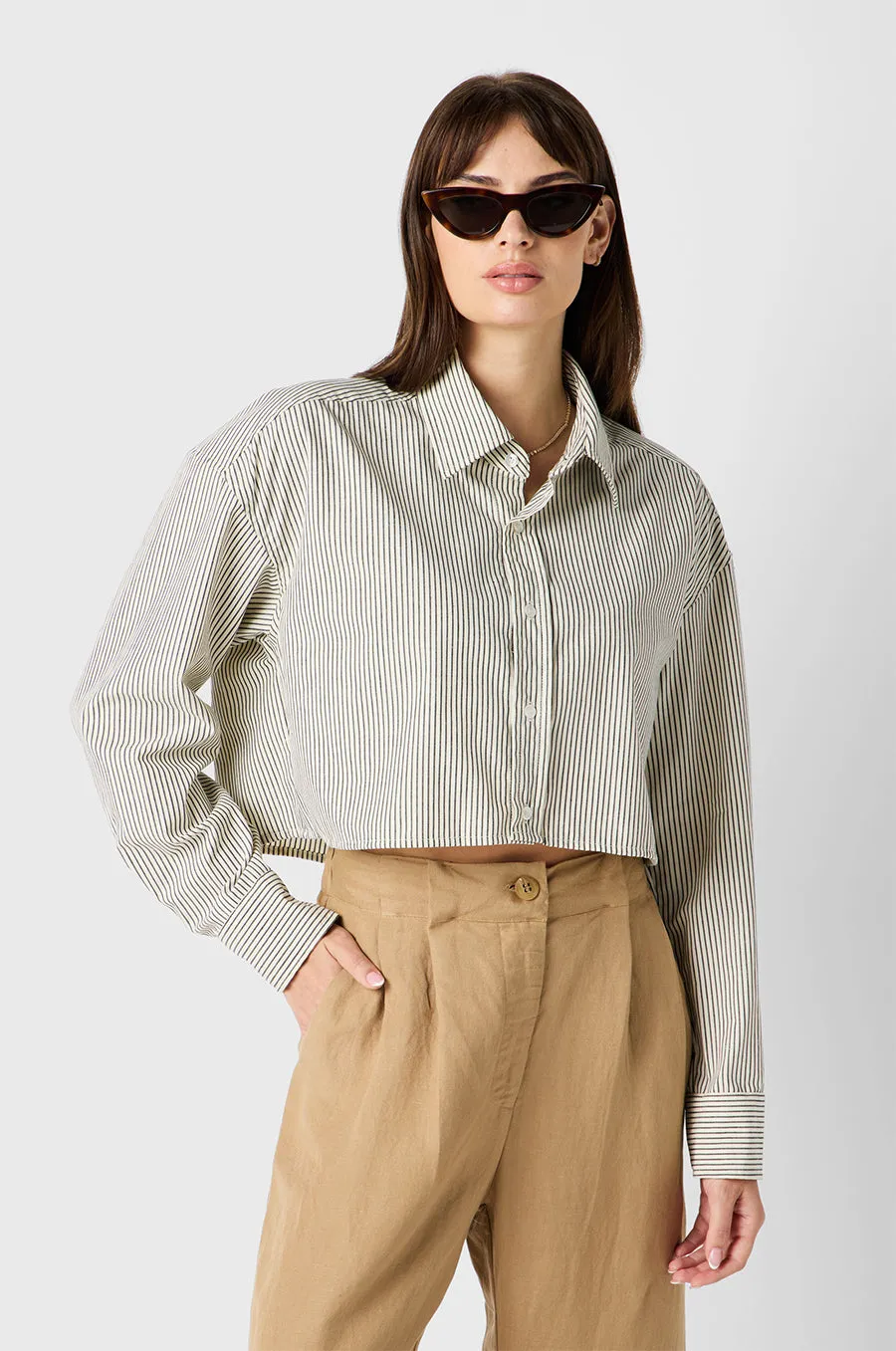 SLOUCHY HIGH WAISTED TROUSER IN FLAX