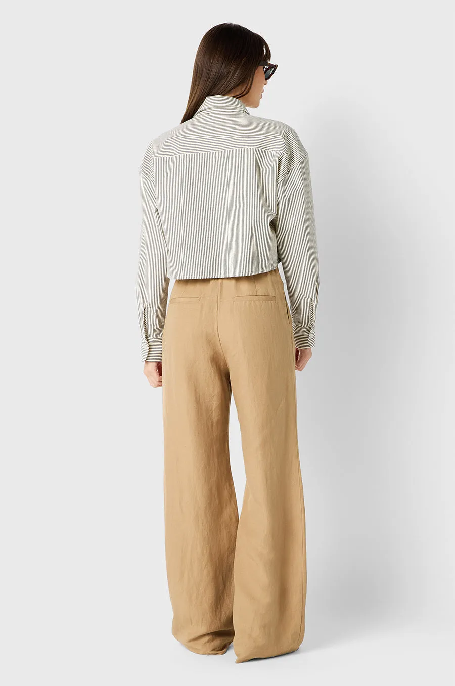 SLOUCHY HIGH WAISTED TROUSER IN FLAX