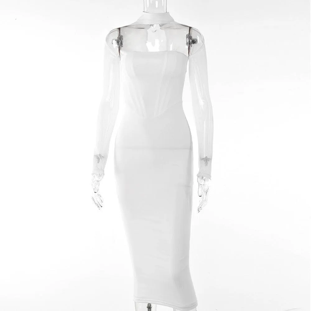 Temptation Voile Long-Sleeve Midi Dress
