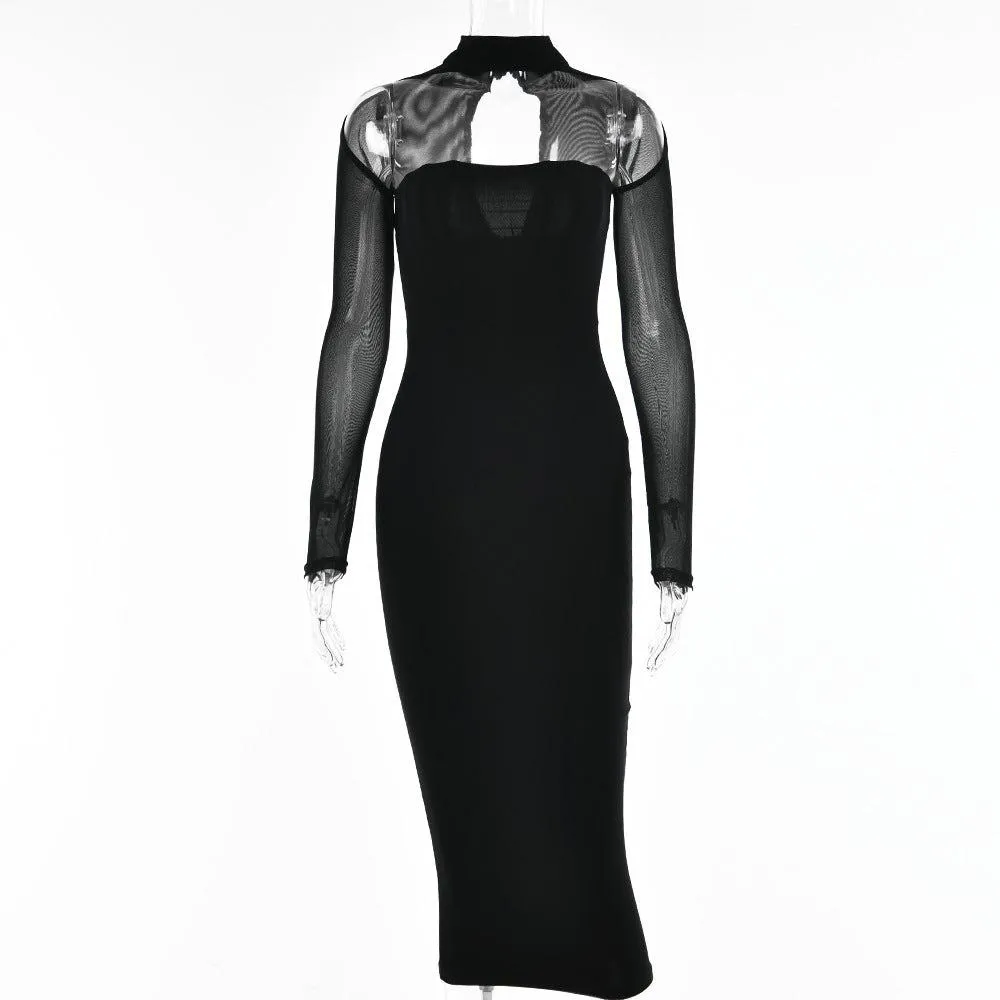 Temptation Voile Long-Sleeve Midi Dress