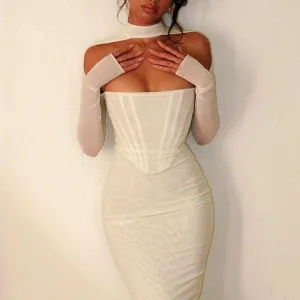 Temptation Voile Long-Sleeve Midi Dress