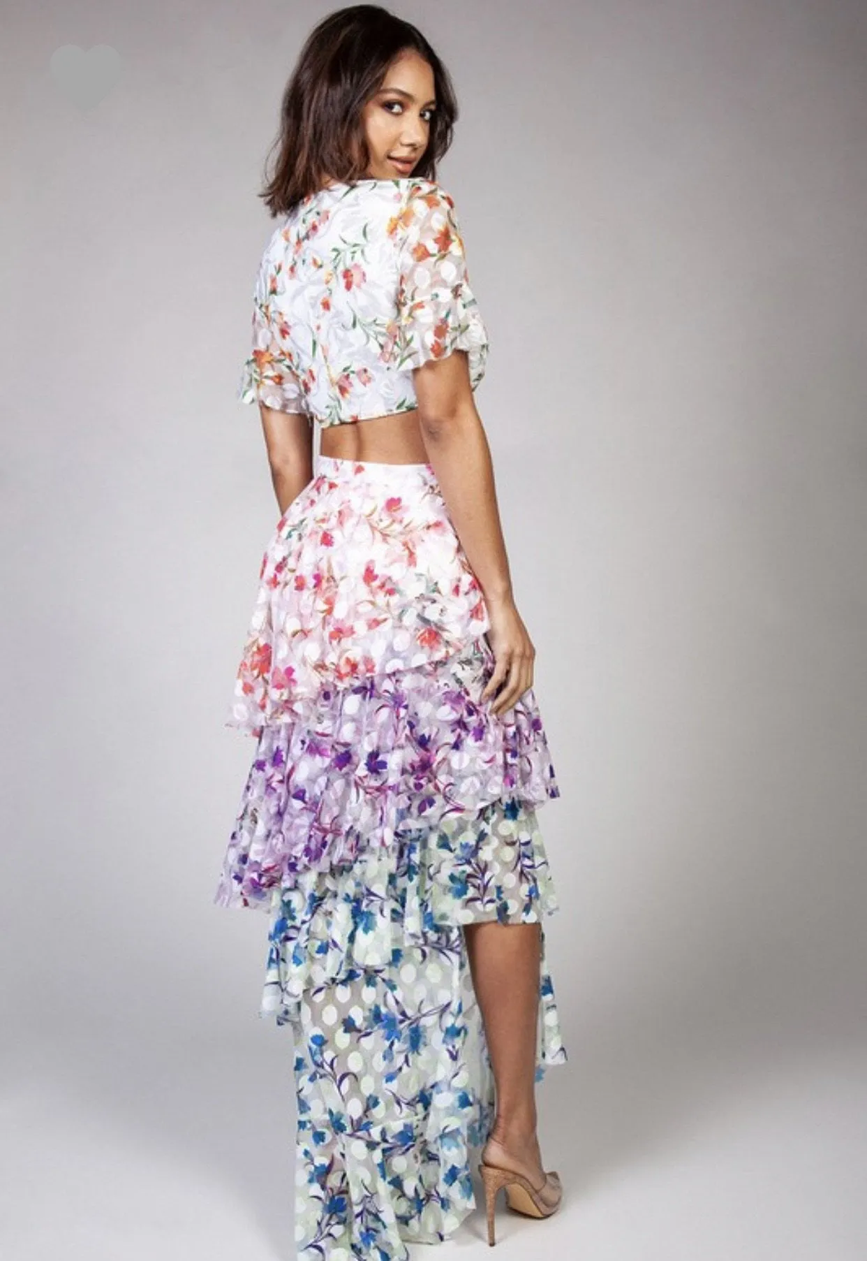 Tiered Ruffled Hi-lo Skirt Set